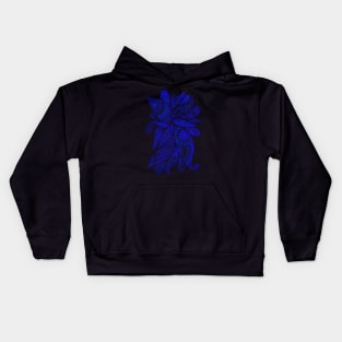 Abstract Zentangle Swirls Design (dark blue on black) Kids Hoodie